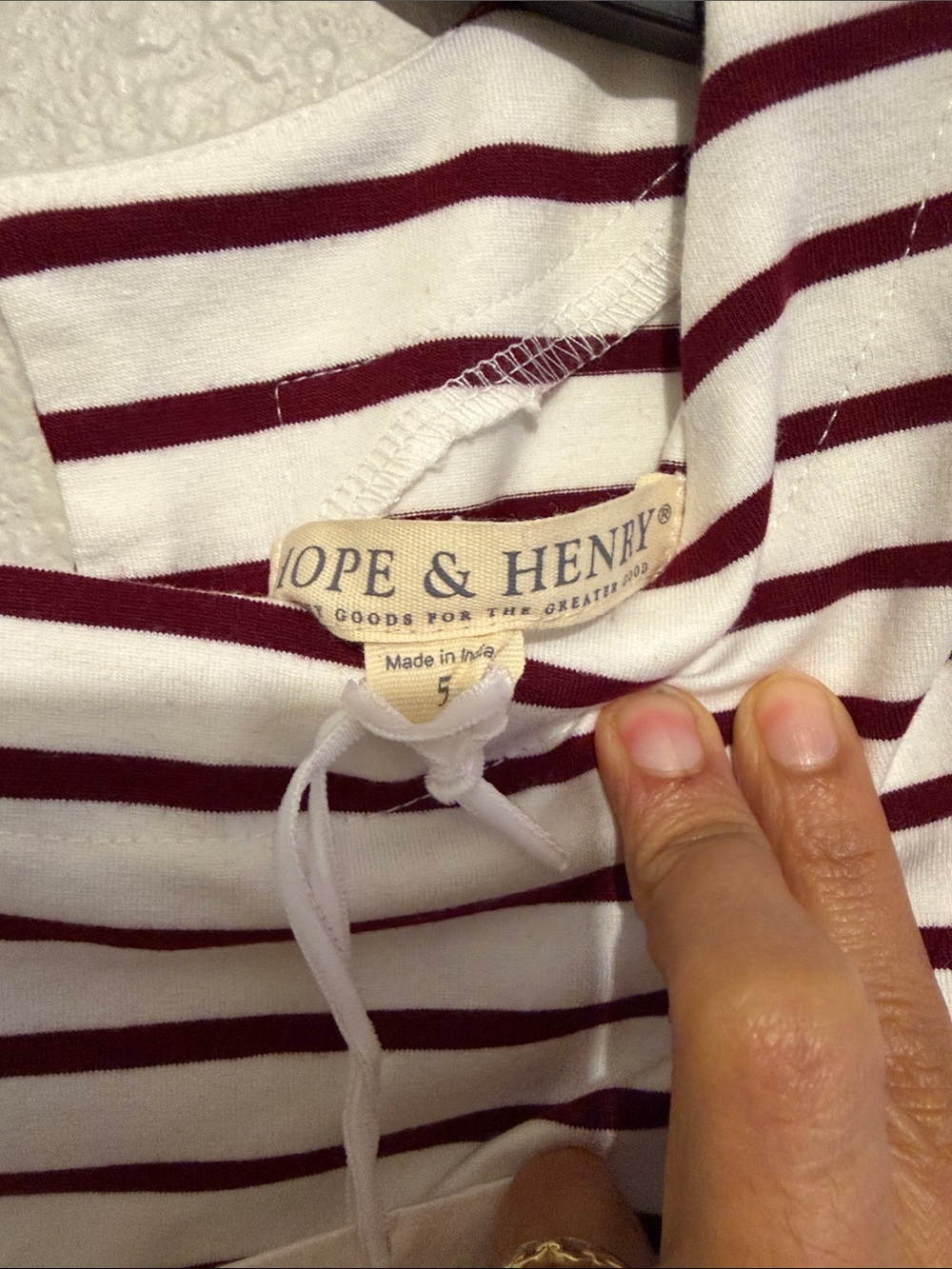 Hope & Henry Girls' Skater Striped Ribbon Waist Dress Independence Day Organic - Picture 4 of 7